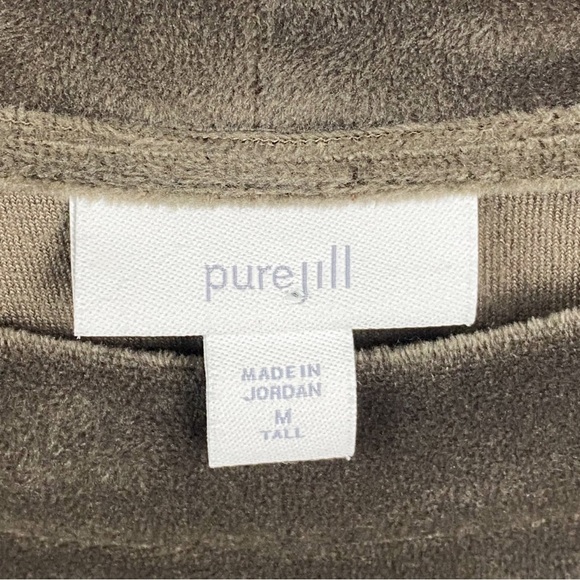 J Jill Pure Jill Womens Velour Dipped Hem Dress M Tall Mocha Tunic Pockets - Picture 8 of 9